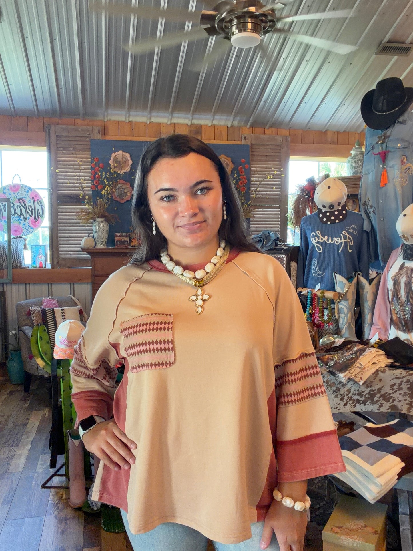 Fall Printed Mix Top