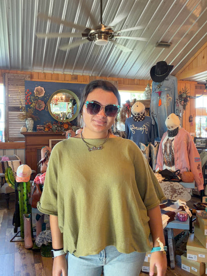 Olive On/Off Shoulder Top