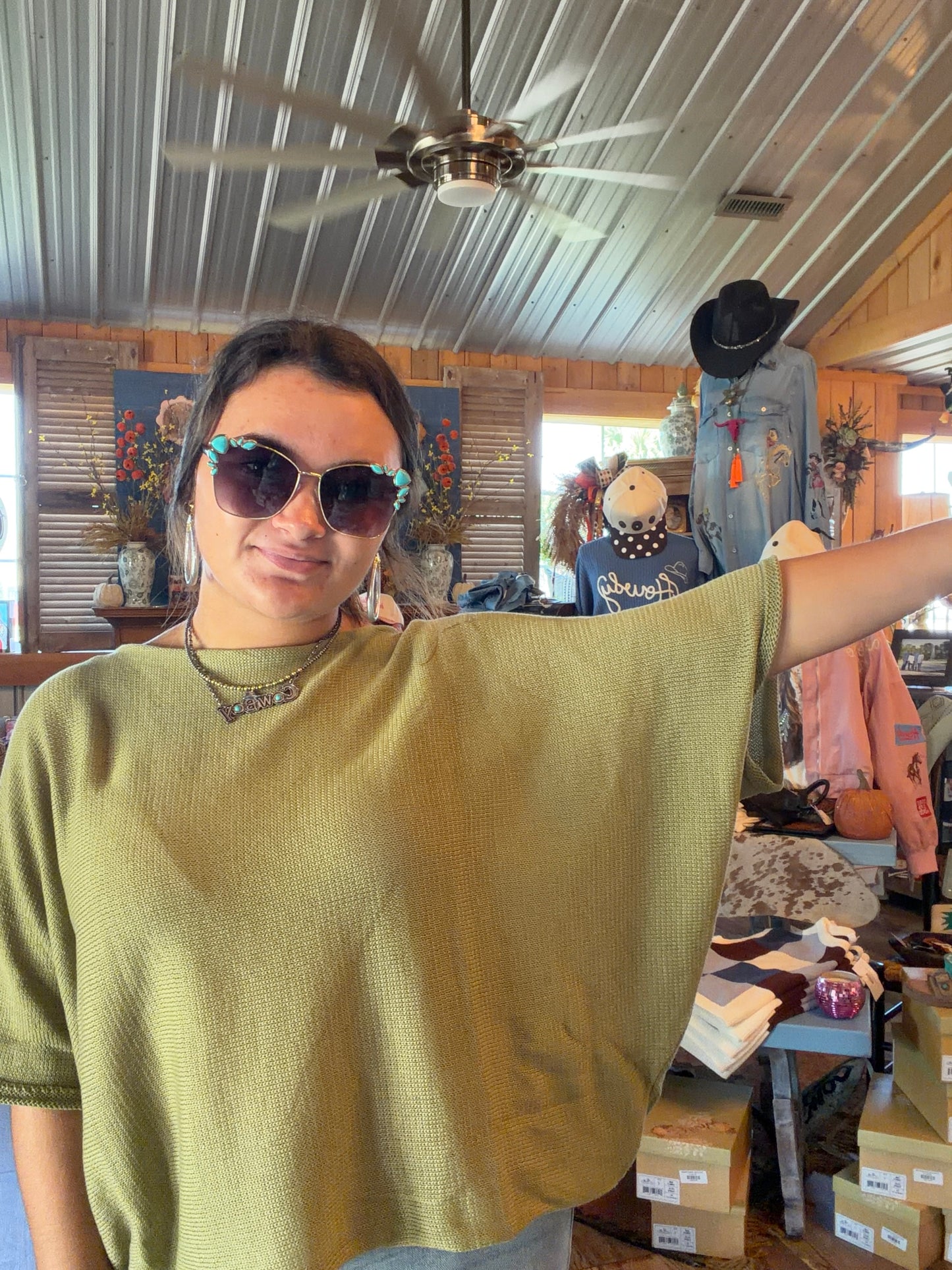 Olive On/Off Shoulder Top
