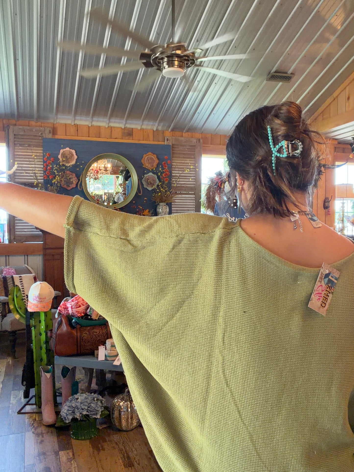 Olive On/Off Shoulder Top