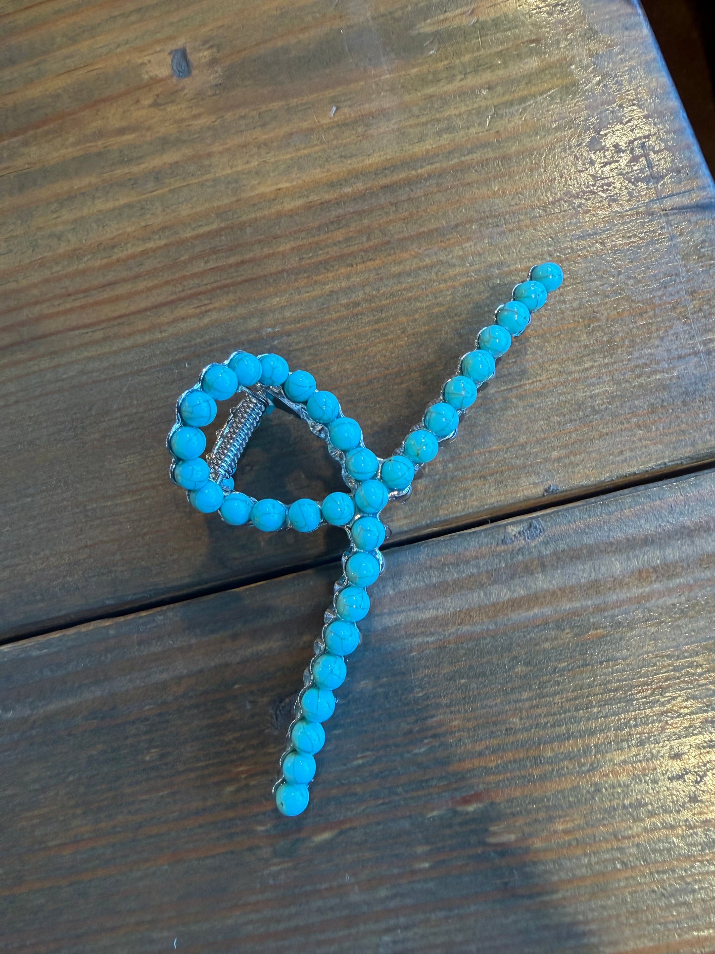 Fun Turq Pearl/Silver Pearl Claw Clip
