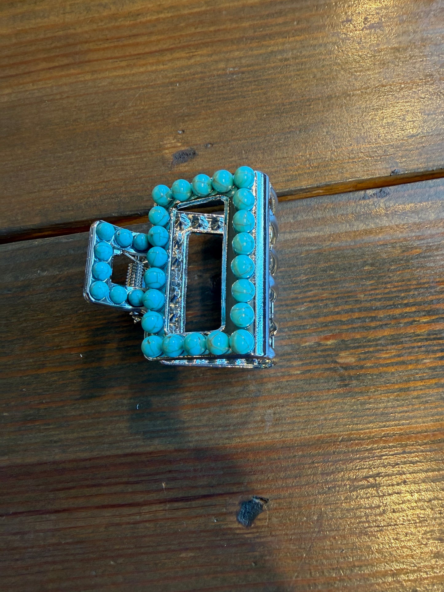 Fun Turq Pearl/Silver Pearl Claw Clip
