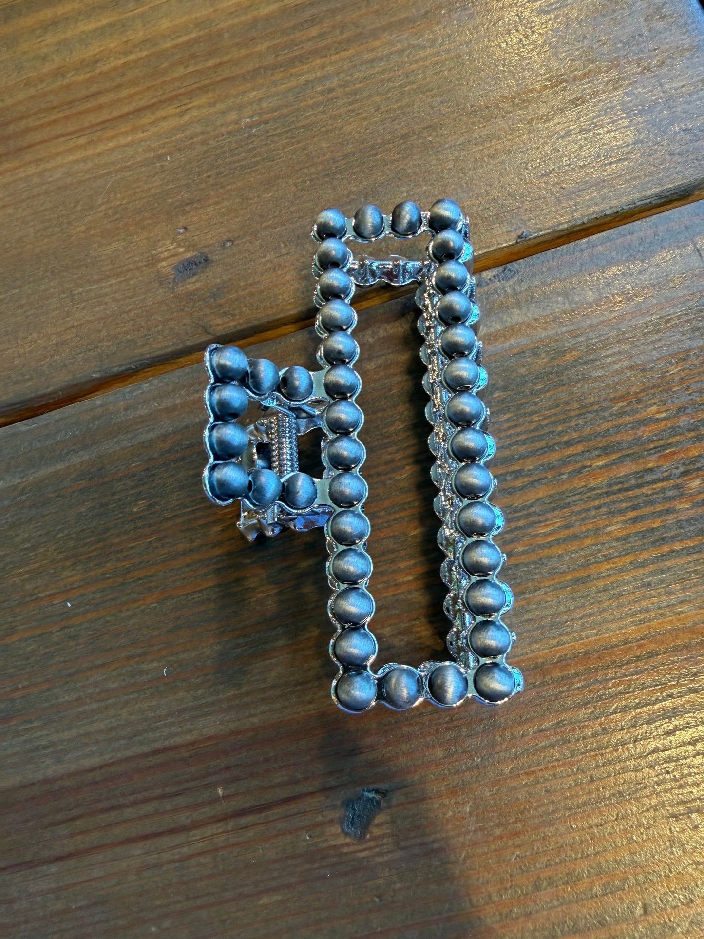 Fun Turq Pearl/Silver Pearl Claw Clip