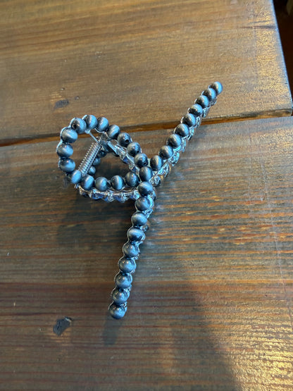 Fun Turq Pearl/Silver Pearl Claw Clip