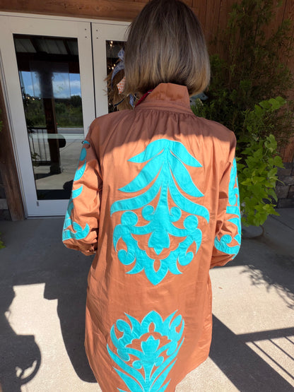 Brown & Turq LS Fancy Dress