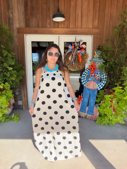 Beige/Black Polka Dot Dress