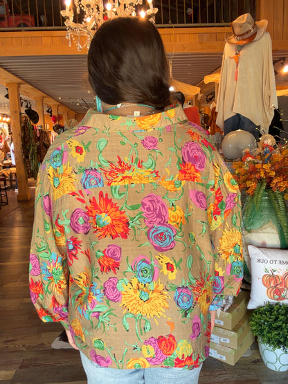 Boho Fun Floral LS Top