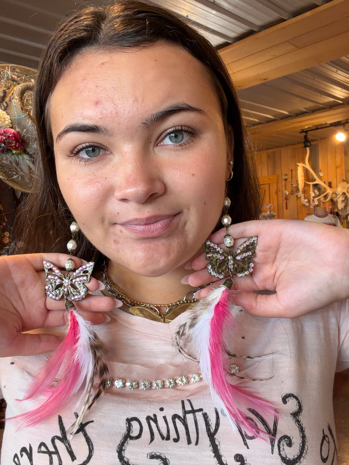Butterfly & Feather Earrings