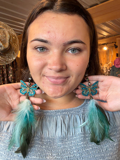 Butterfly & Feather Earrings
