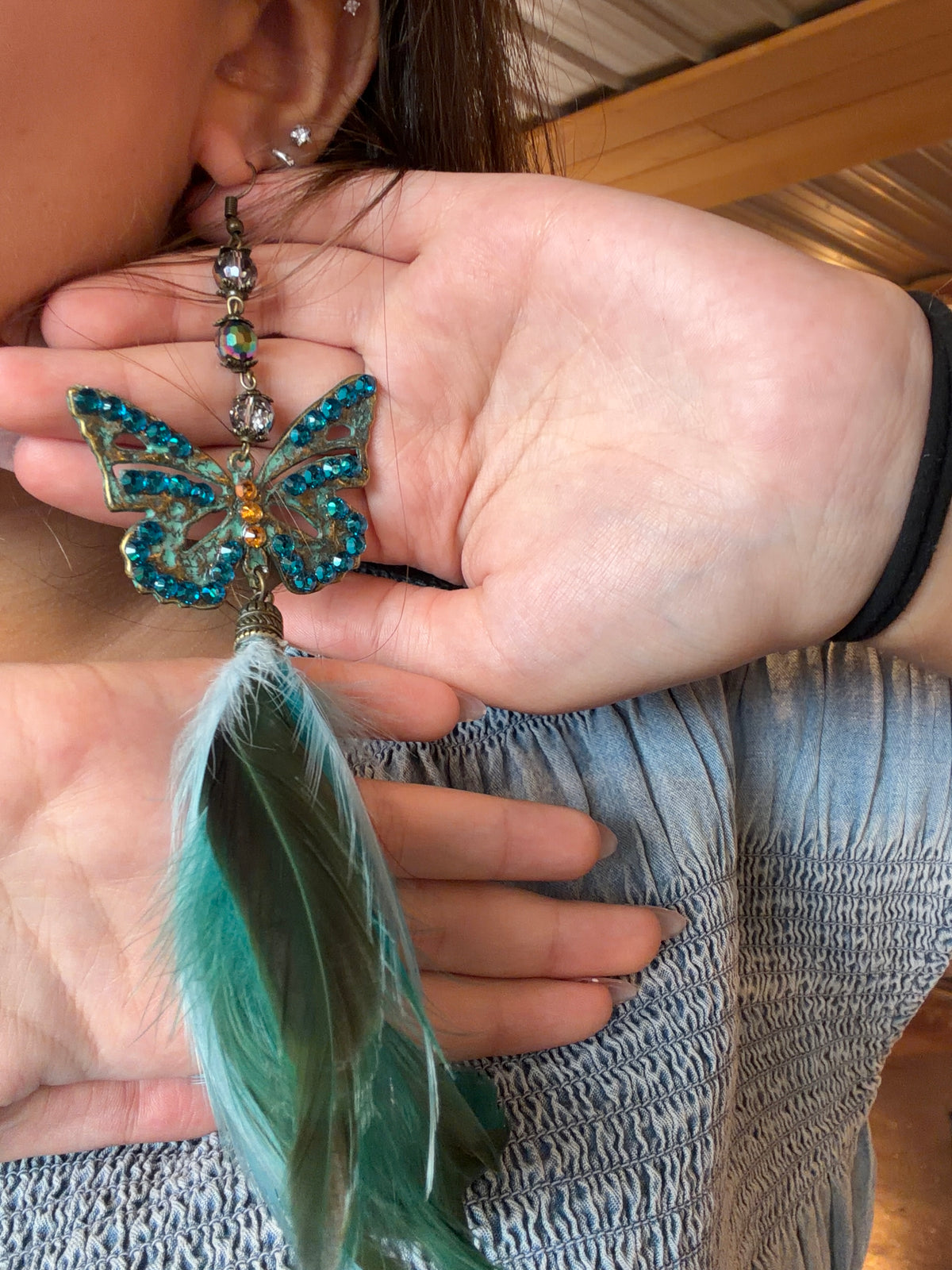 Butterfly & Feather Earrings