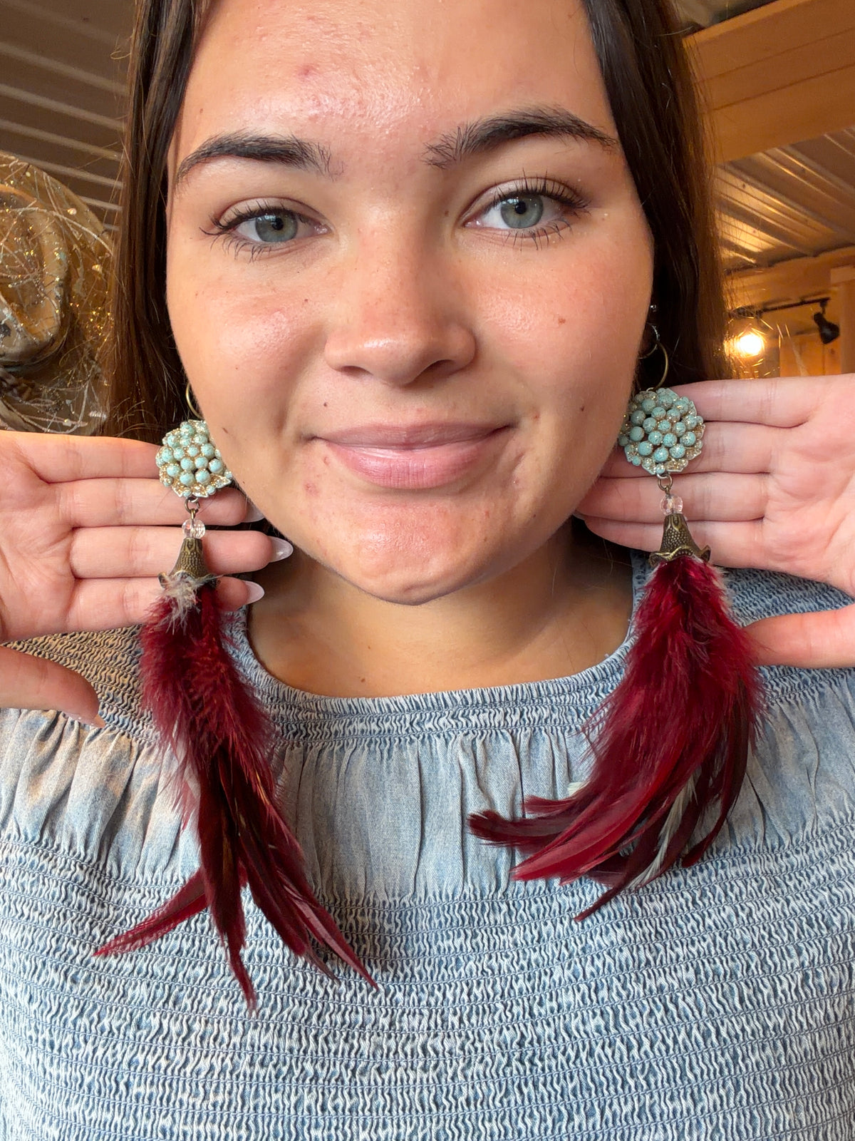 Red Feather Earrings