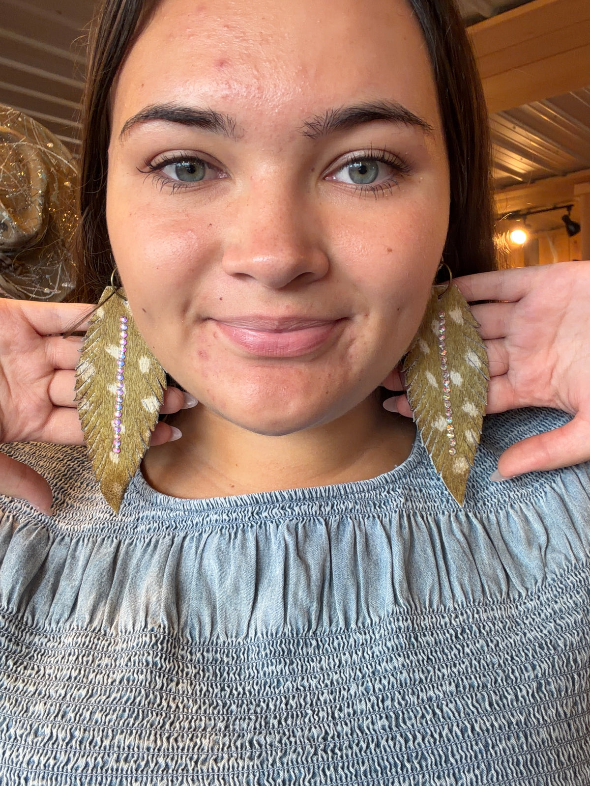 Leather Feather Earring