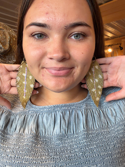 Leather Feather Earring