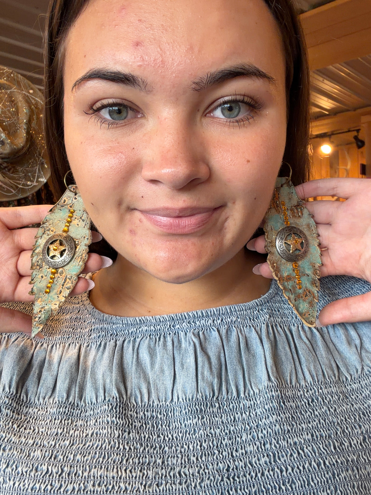 Leather Feather Earring