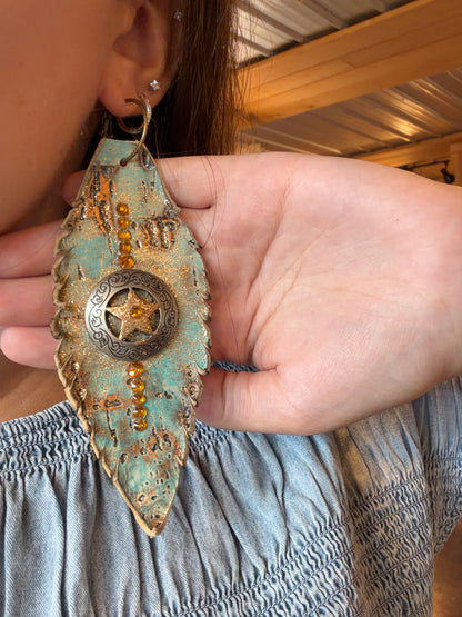Leather Feather Earring