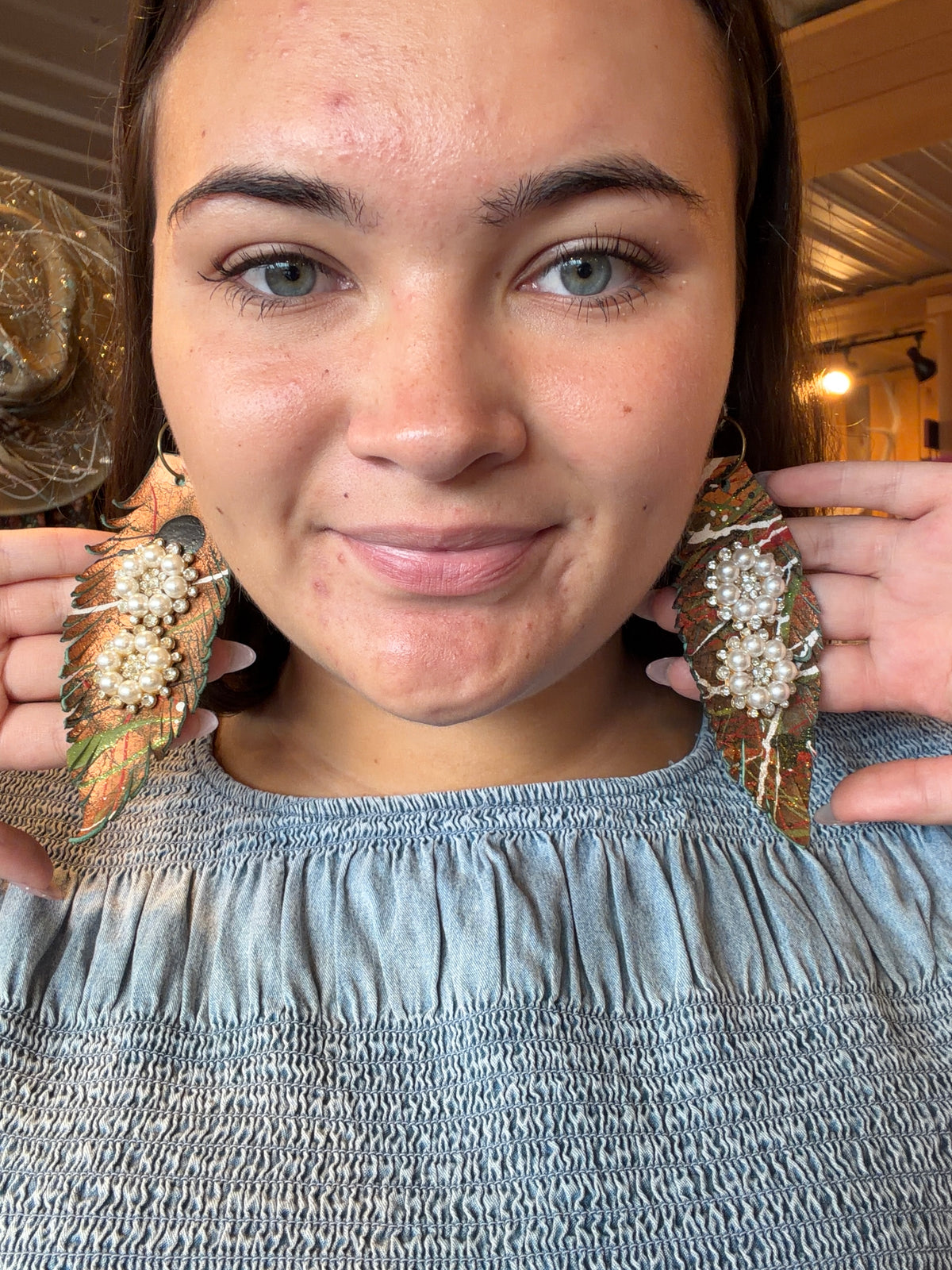 Leather Feather Earring