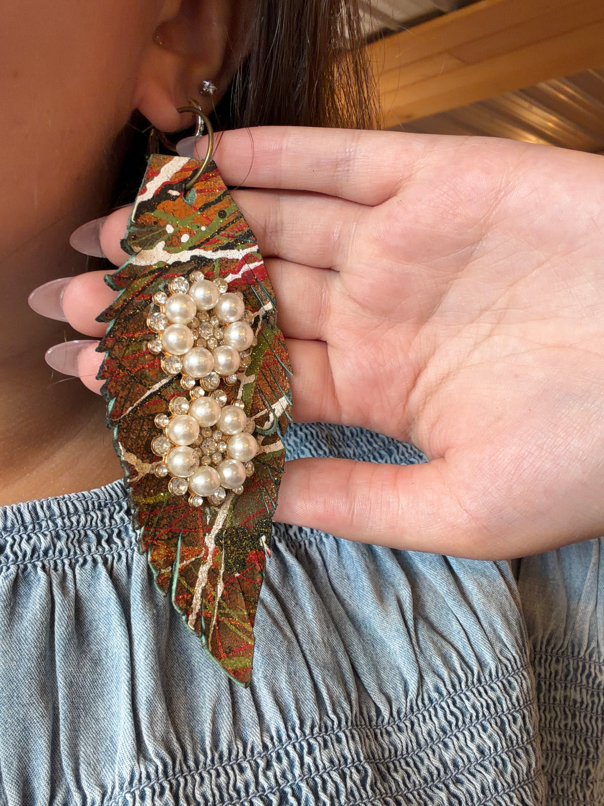 Leather Feather Earring