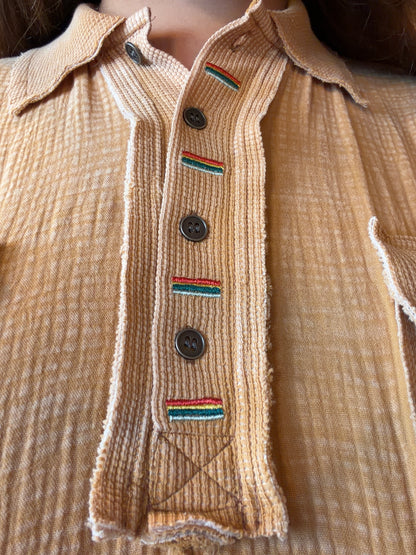 Mustard Half-Button Butter Soft Top