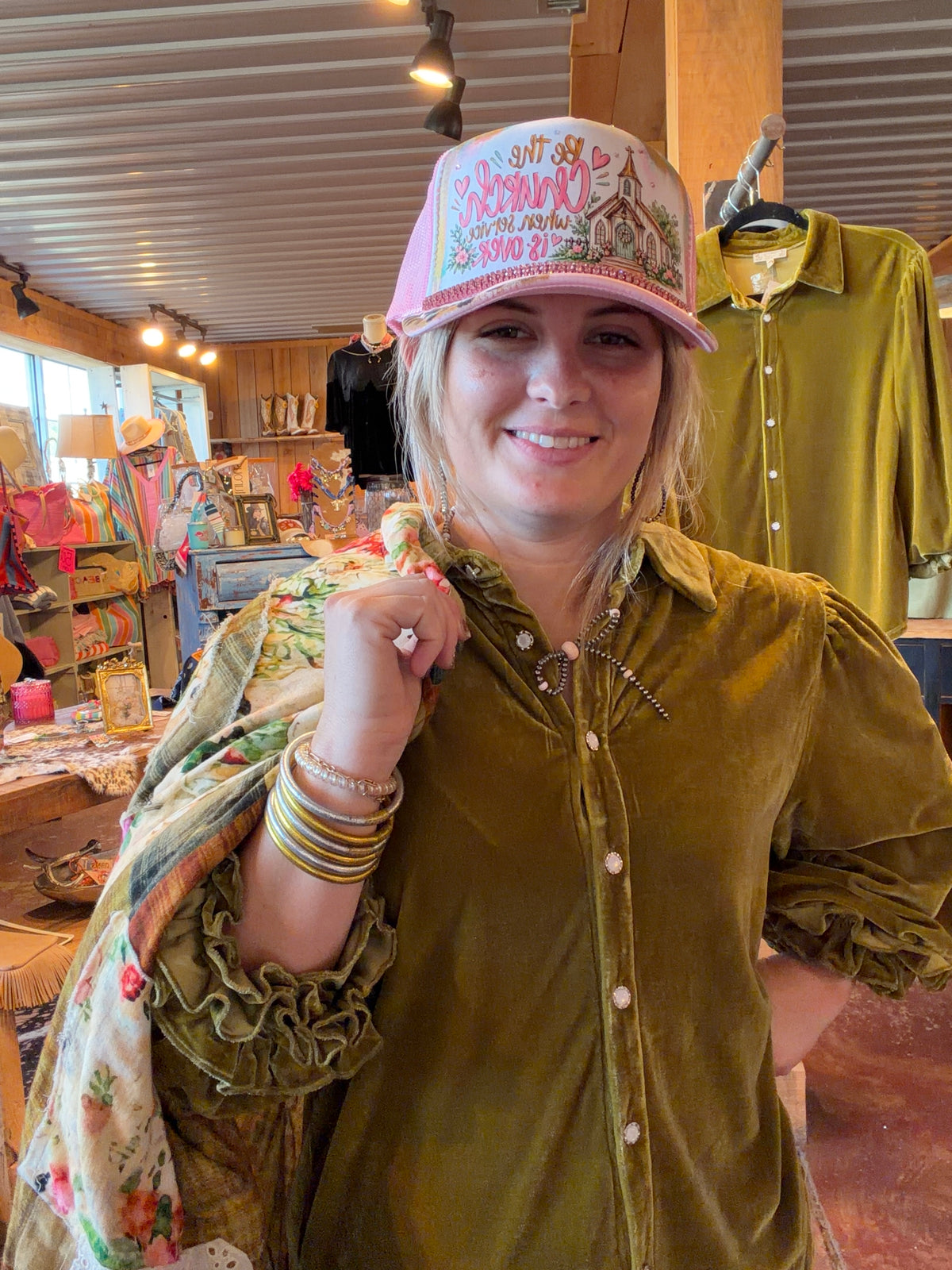 Green Tea Bubble Sleeve Top