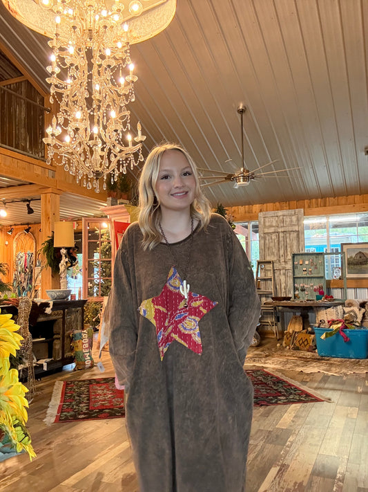 Washed Applique Dress