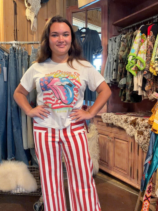 Tomato Red Stripe Pants