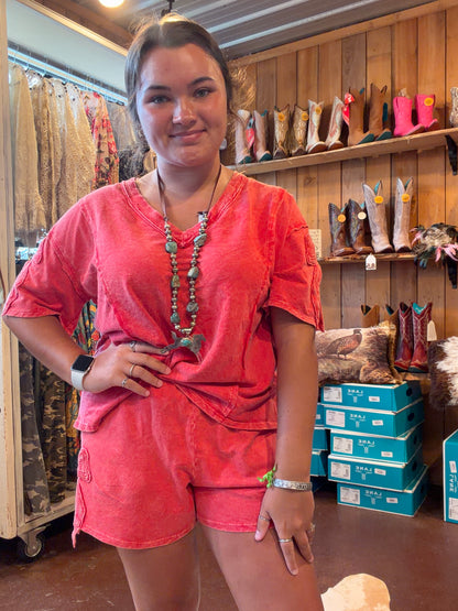 Red Wash Bow Comfy Top