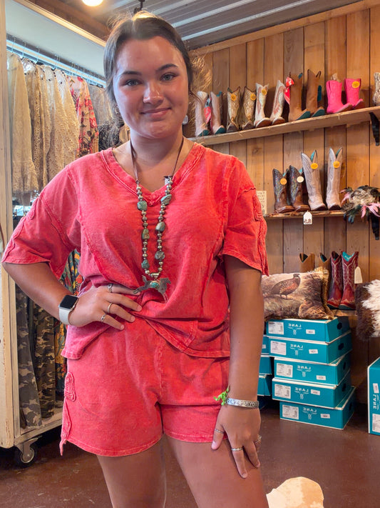 Red Wash Bow Comfy Top