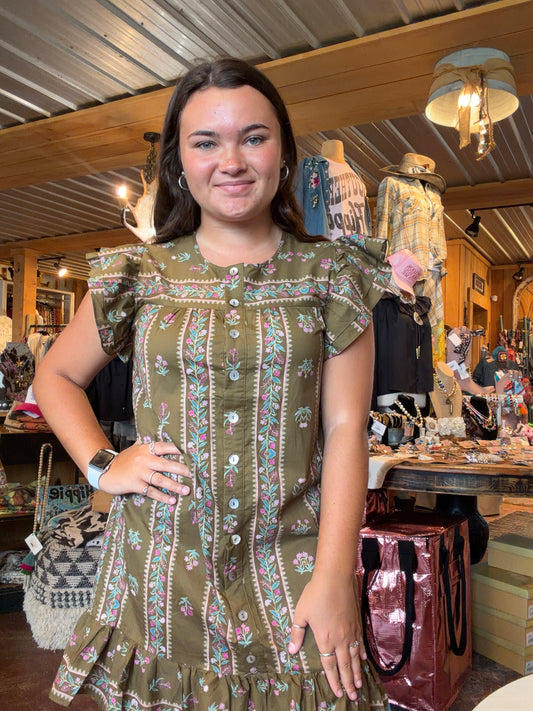 Brown Floral Bloom Dress