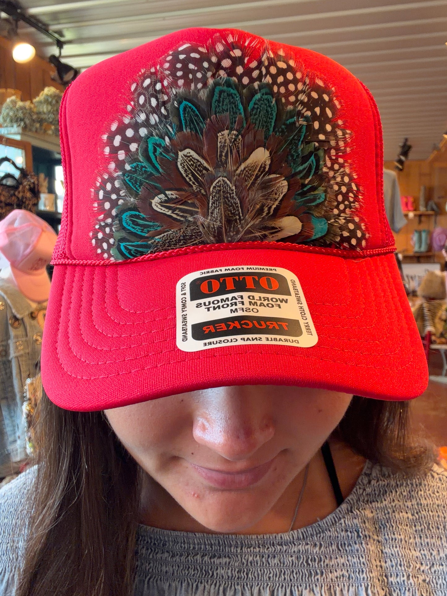 Feather & Turq Trucker Cap