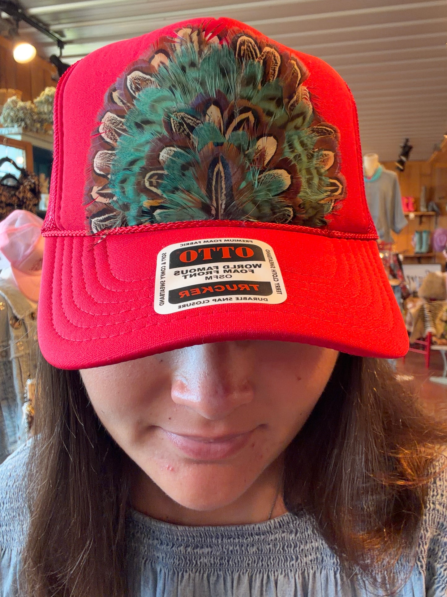 Feather & Turq Trucker Cap