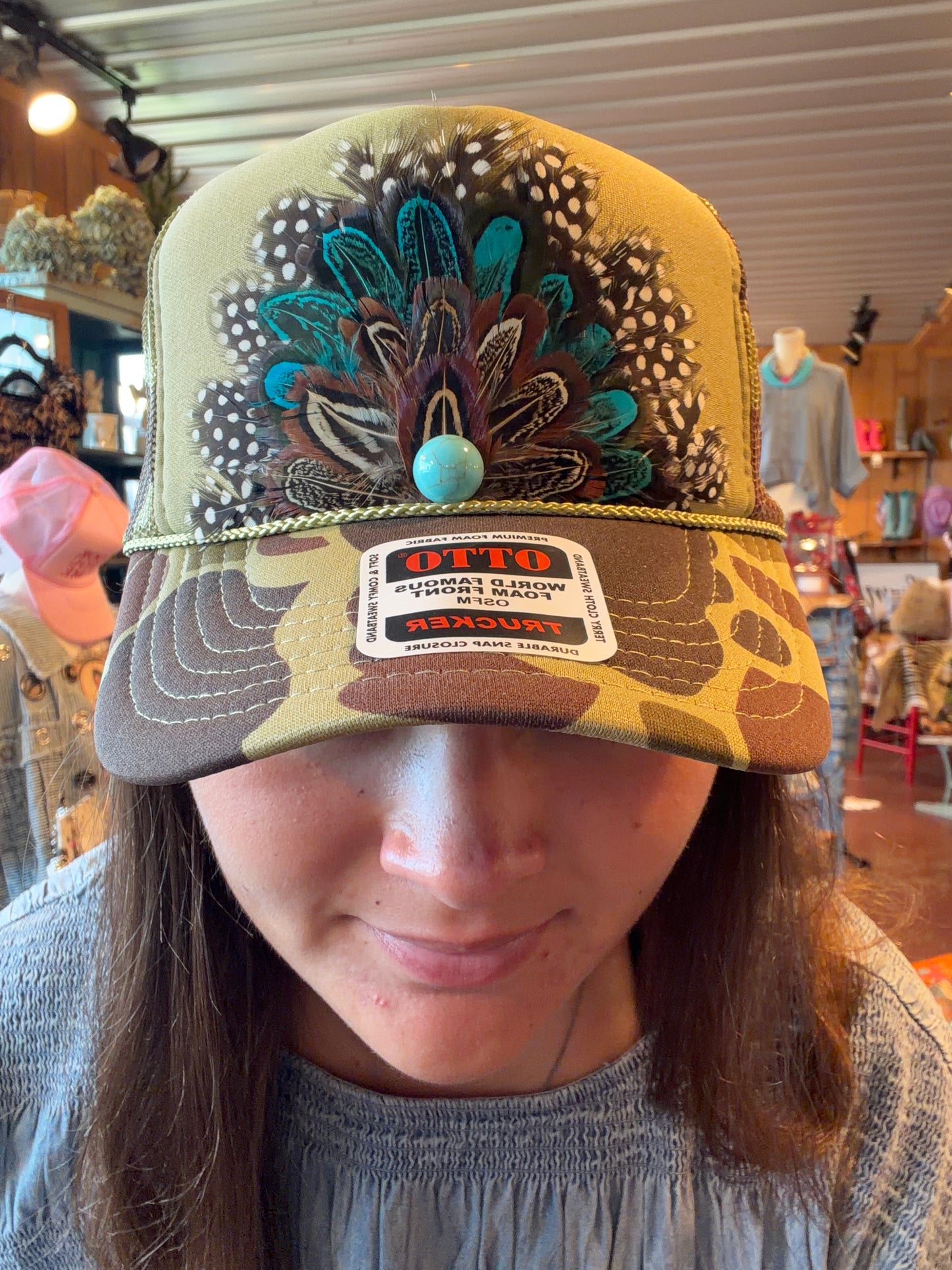 Feather & Turq Trucker Cap
