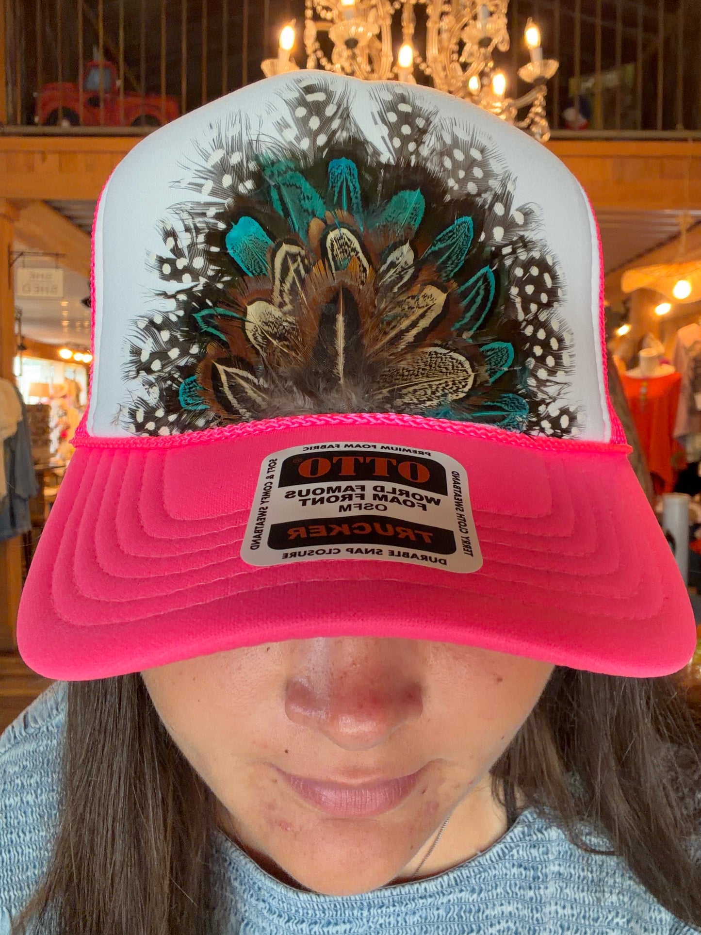 Feather & Turq Trucker Cap