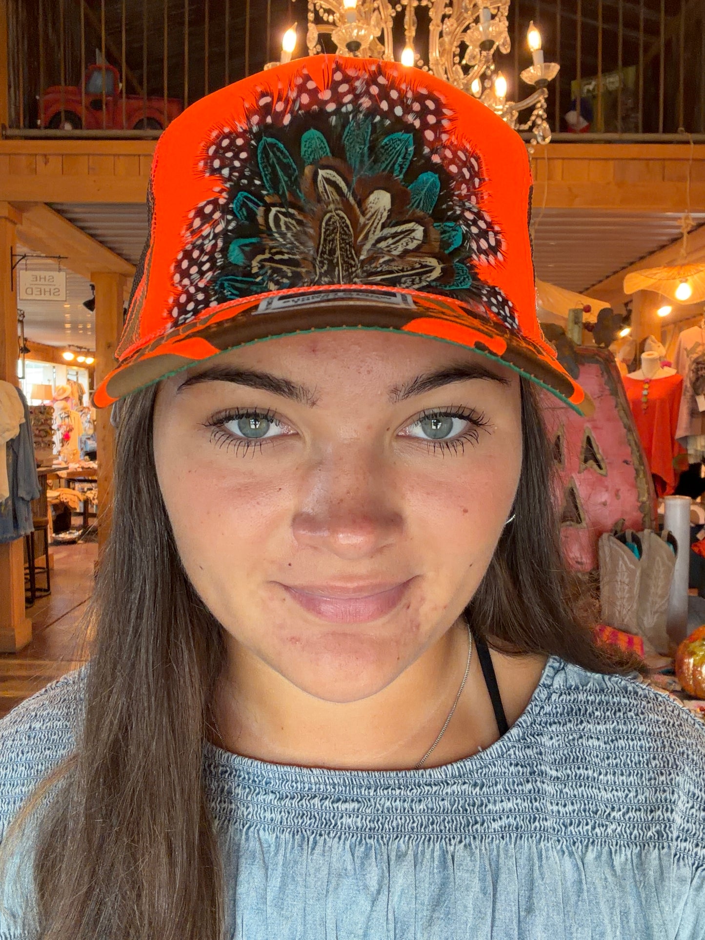 Feather & Turq Trucker Cap