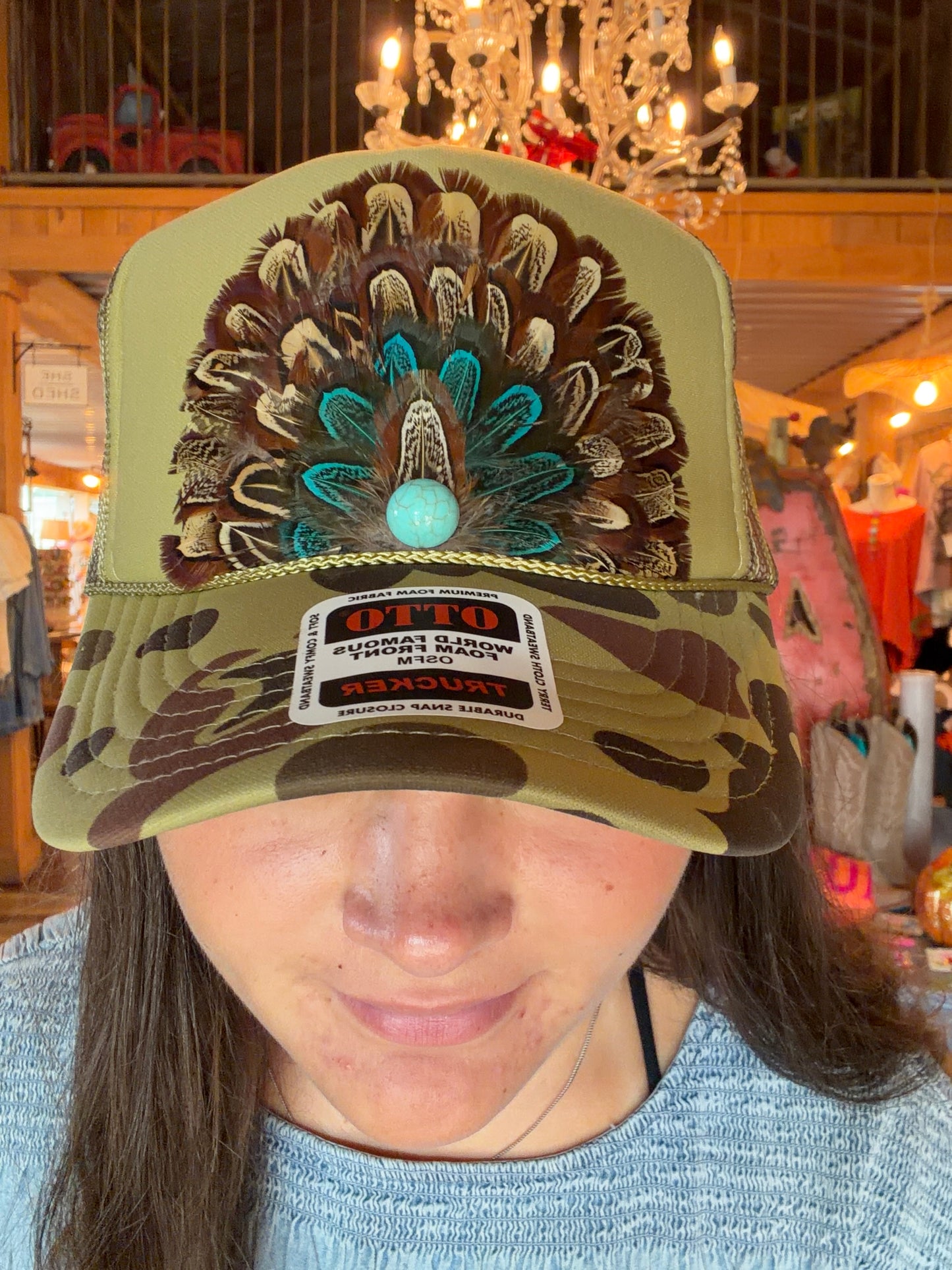 Feather & Turq Trucker Cap