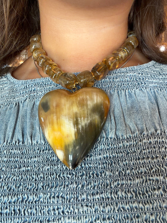 XL Chunky Heart & Bead Necklace
