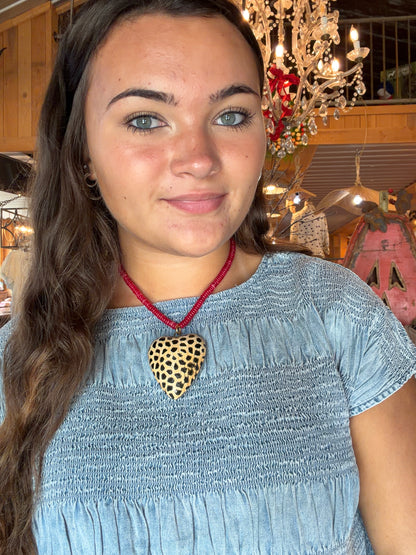 Chunky Heart Bead Necklace