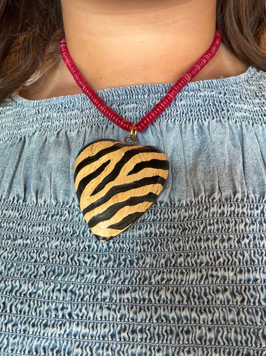 Chunky Heart Bead Necklace
