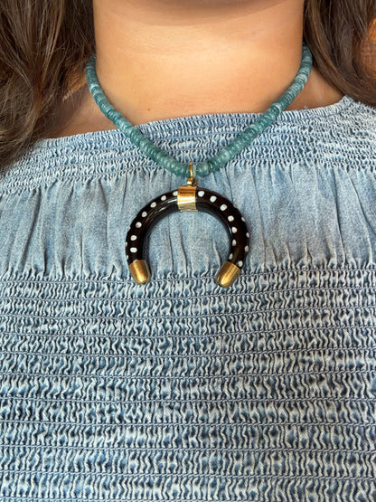 Blue Bead w/Upside Dot Horse Shoe