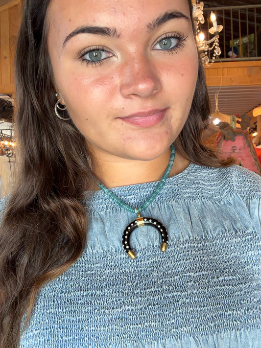 Blue Bead w/Upside Dot Horse Shoe