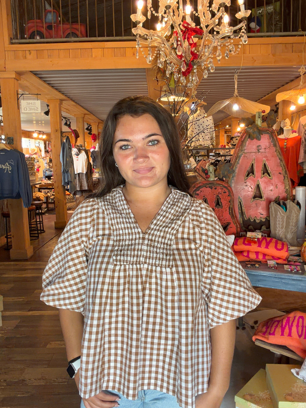 Brown Check Top