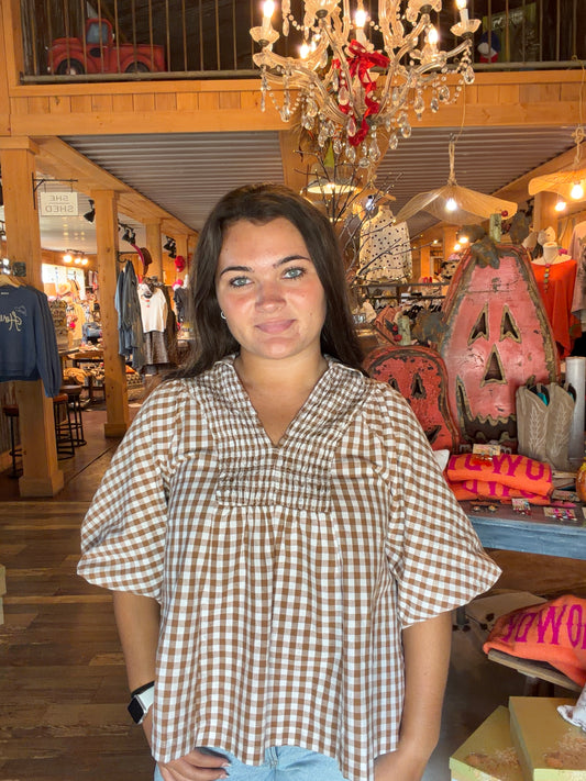 Brown Check Top
