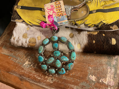 Turq Peace Sign Pendant